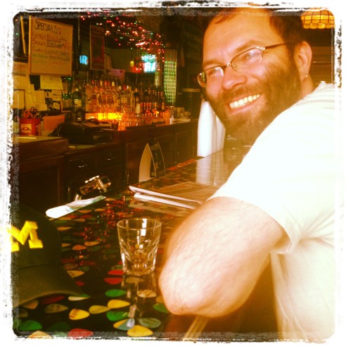 Karl at PJs Lagerhouse celebrating our new contractor. We hope!